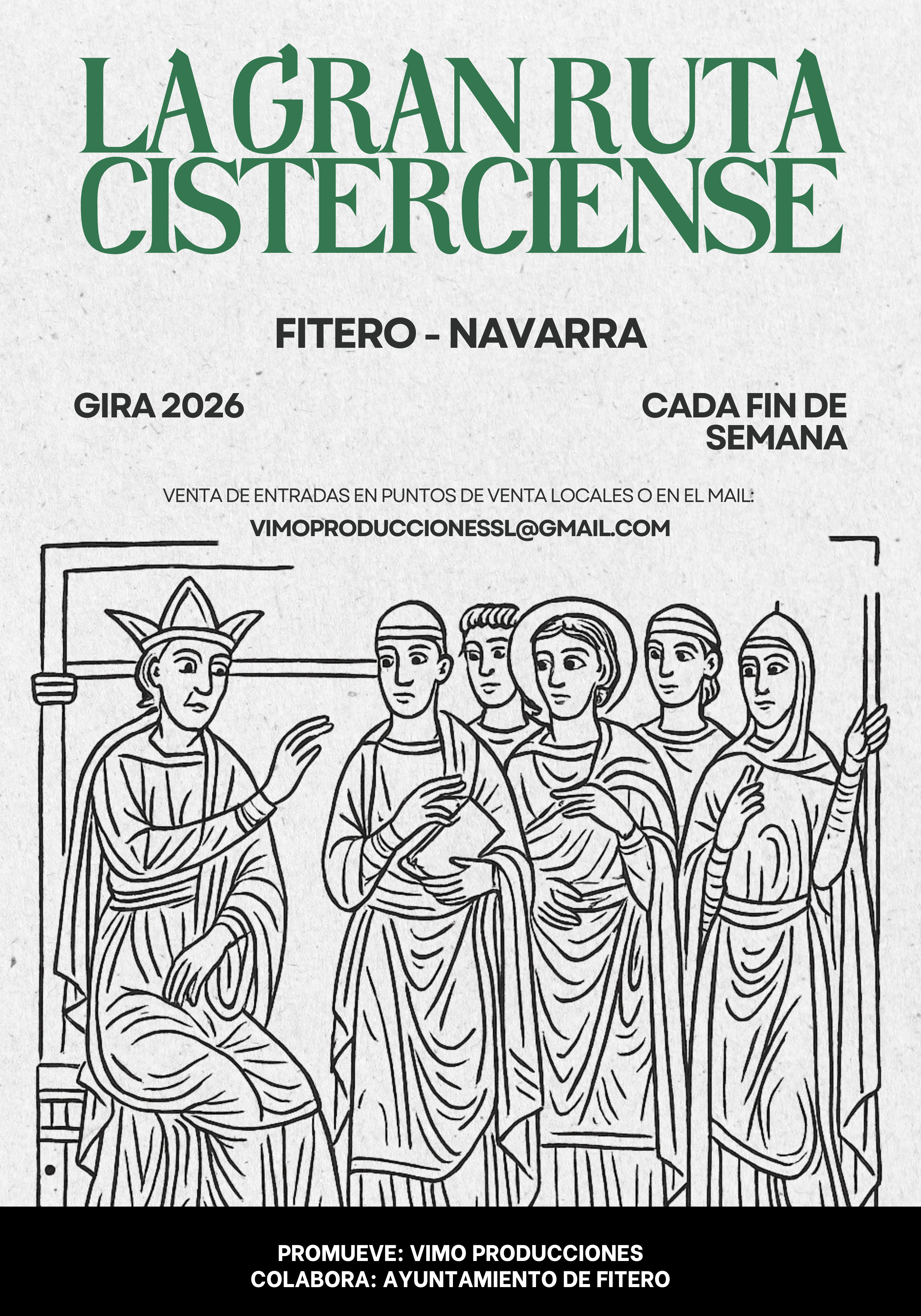 Cartel de La Gran Ruta Cisterciense en Fitero, Navarra.